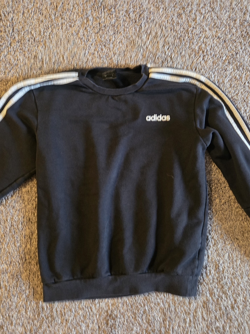 adidas Black Crewneck Sweatshirt with White Shoulder Stripes